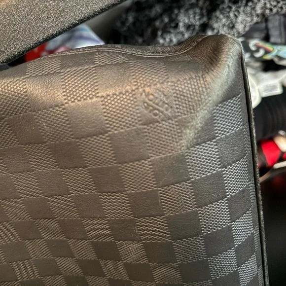 Louis Vuitton Matte Black Damier Porte Documents Jour Leather Satchel - Picture 11 of 15